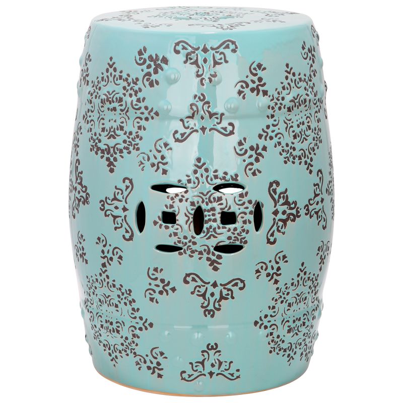 Medallion Garden Stool - Light Blue Pattern  - Safavieh