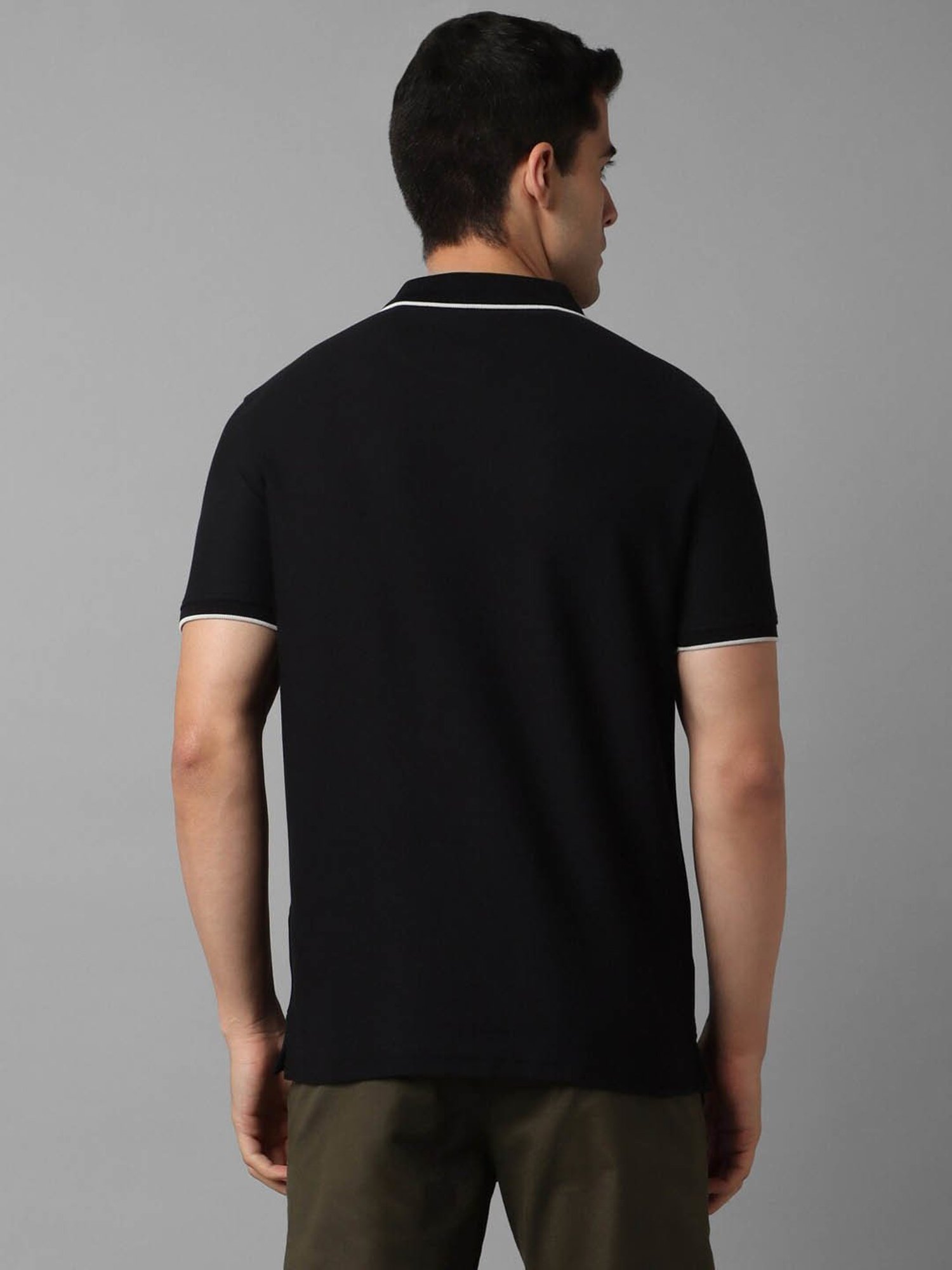 Louis Philippe Sport Black Cotton Slim Fit Polo T-Shirt