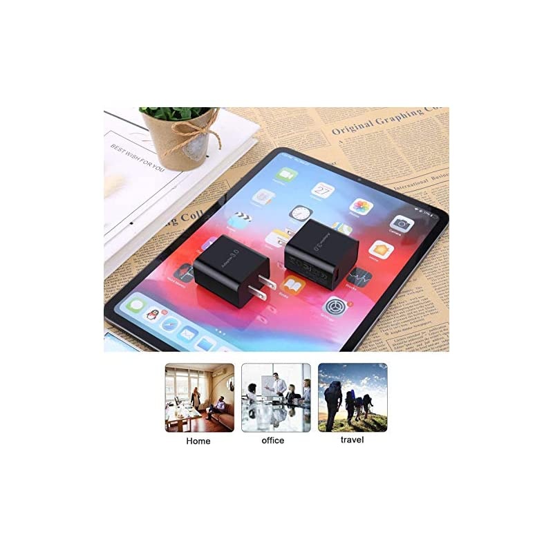 USB Wall Charger,  2-Pack 18W QC Charger 3.0 Adapter Phone Charger Block Fast Charging Compatible with Wireless Charger, Samsung Galaxy S9 S8 Note 8 9, iPhone, HTC and More