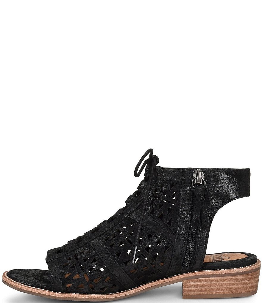 Sofft Nora Geometric Perforated Suede Ghillie Sandals