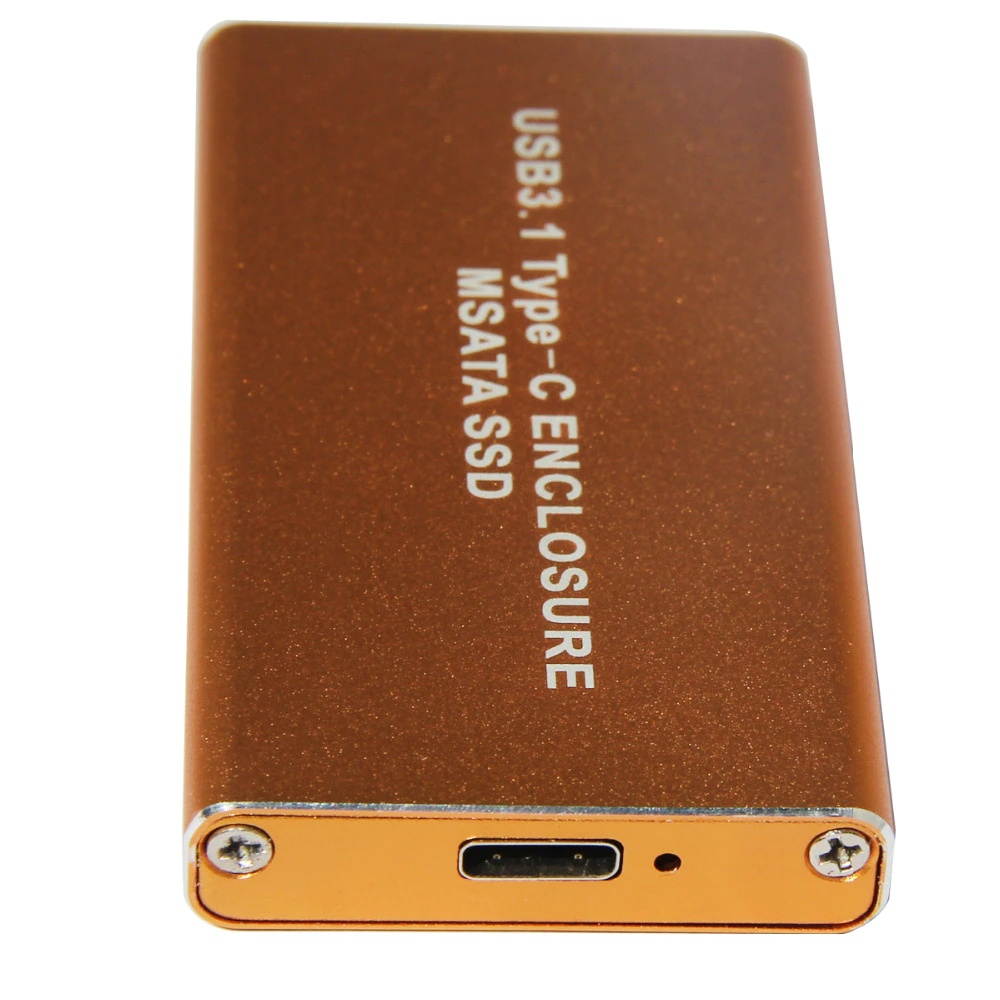 10Gb/s USB 3.1 Type-C to mSATA SSD Enclosure USB-C to mini SATA Hard Disk adapter External HDD Mobile Box