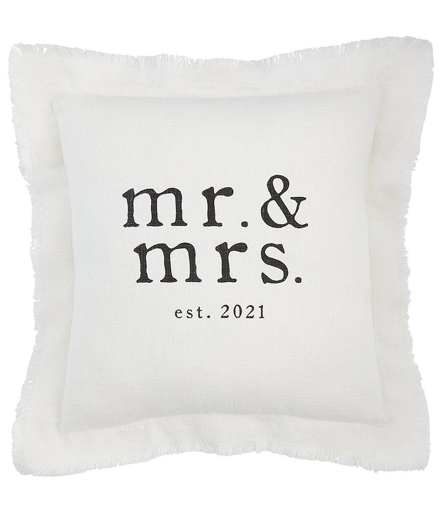 Mud Pie Wedding Collection Mr & Mrs EST. 2021 Square Pillow