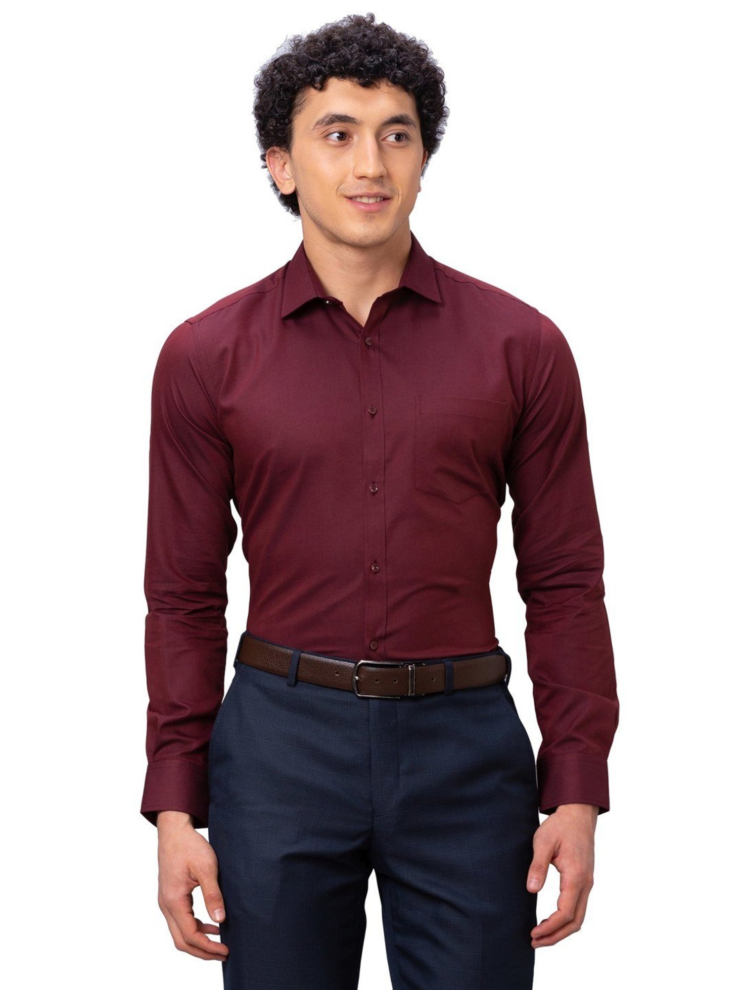Park Avenue Maroon Slim Fit Shirt