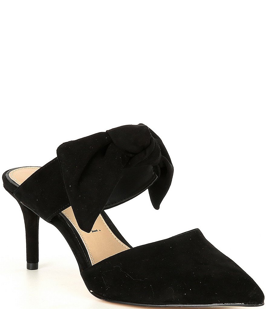 Gianni Bini Raynee Suede Bow Detail Slip-On Dress Mules
