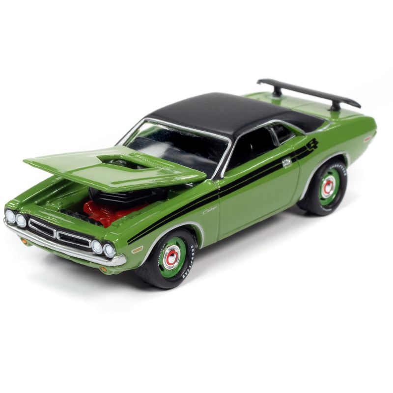 1971 Dodge Challenger R/T Green & 1965 Ford Mustang Fastback Black 2 Car Set "Pony Power" Ltd Ed 2304 pcs 1/64 Diecast Model Cars by Johnny Lightning