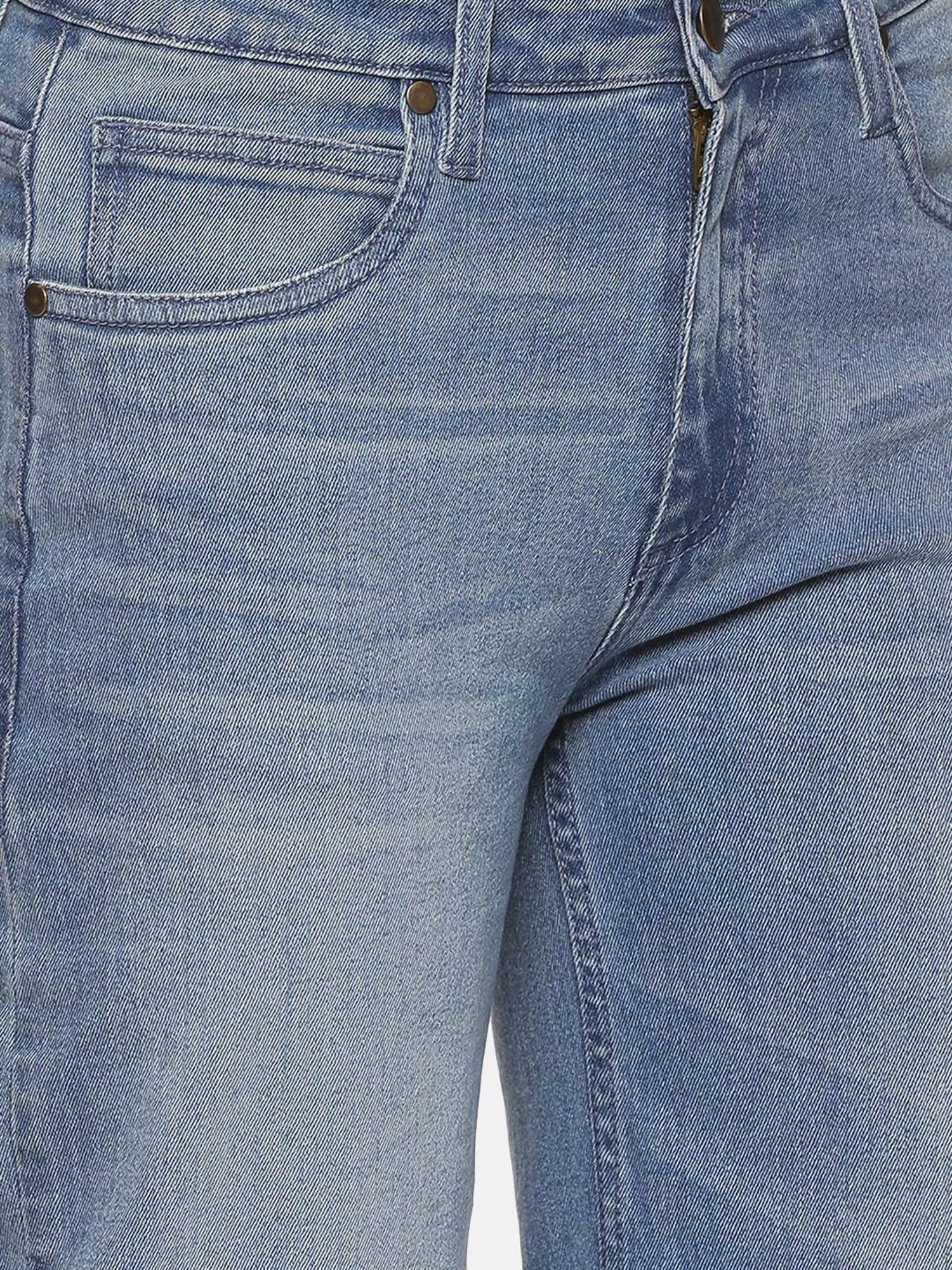 ISU Blue Cotton Mid Rise Jeans