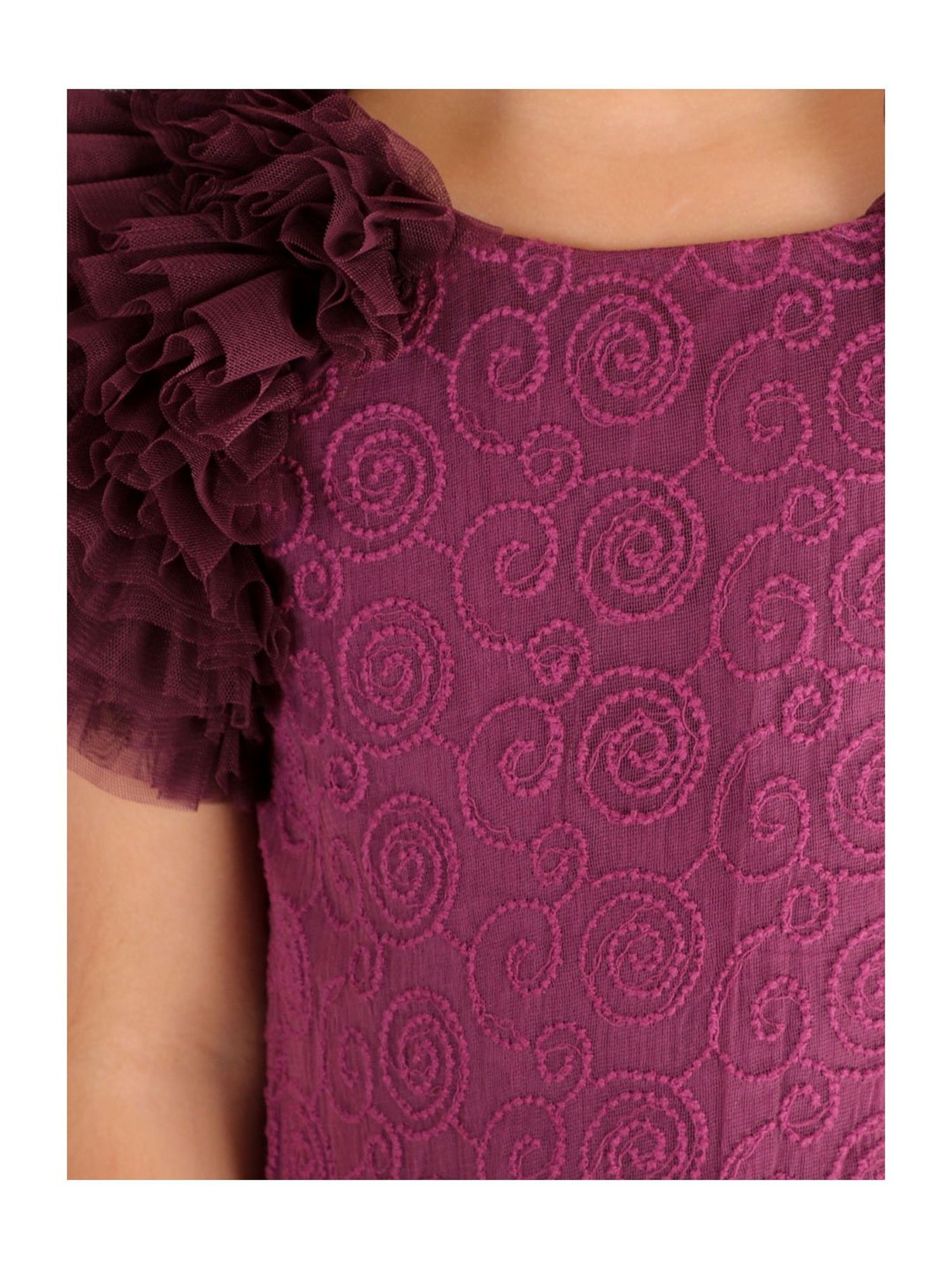 KidsDew Kids Purple Embroidered Dress