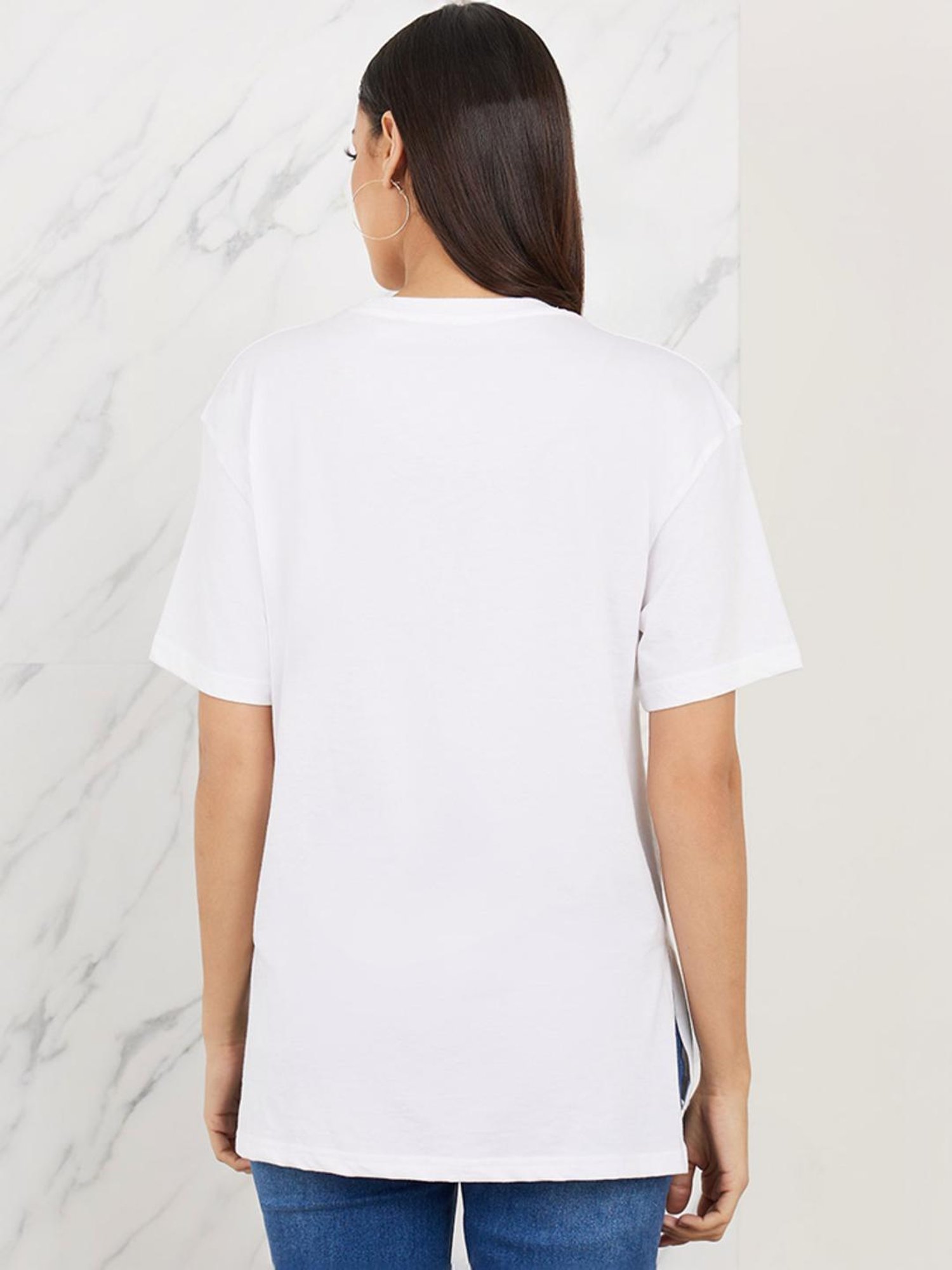 Styli White Printed T-Shirt