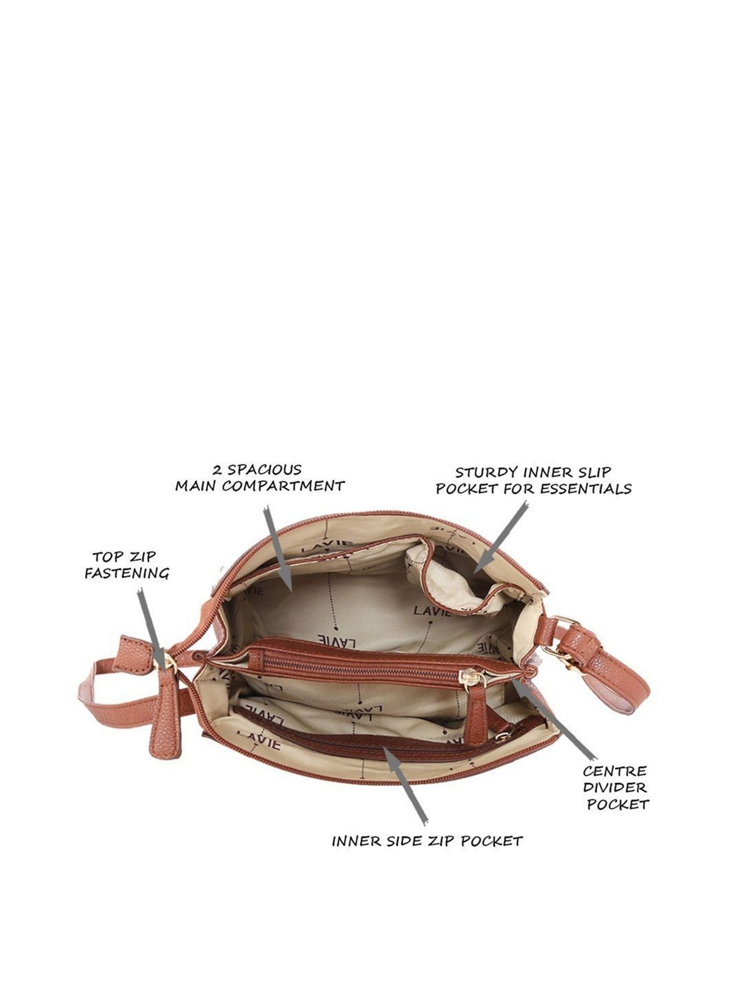 Lavie Brown Solid Sling Bag