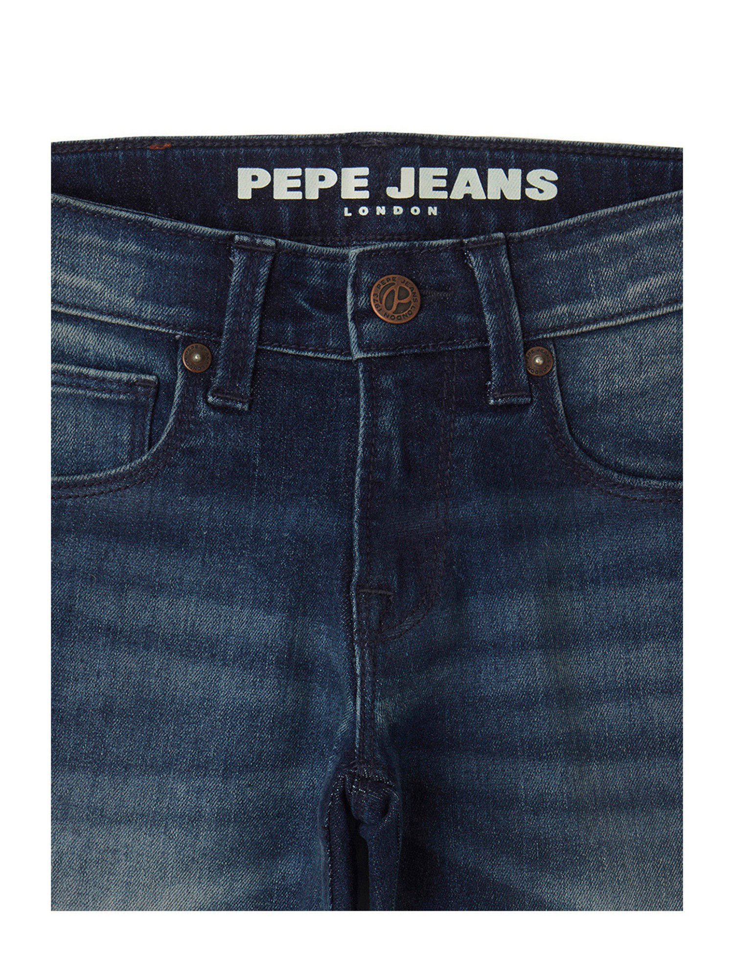Pepe Jeans Boys Dark Blue Solid Jeans