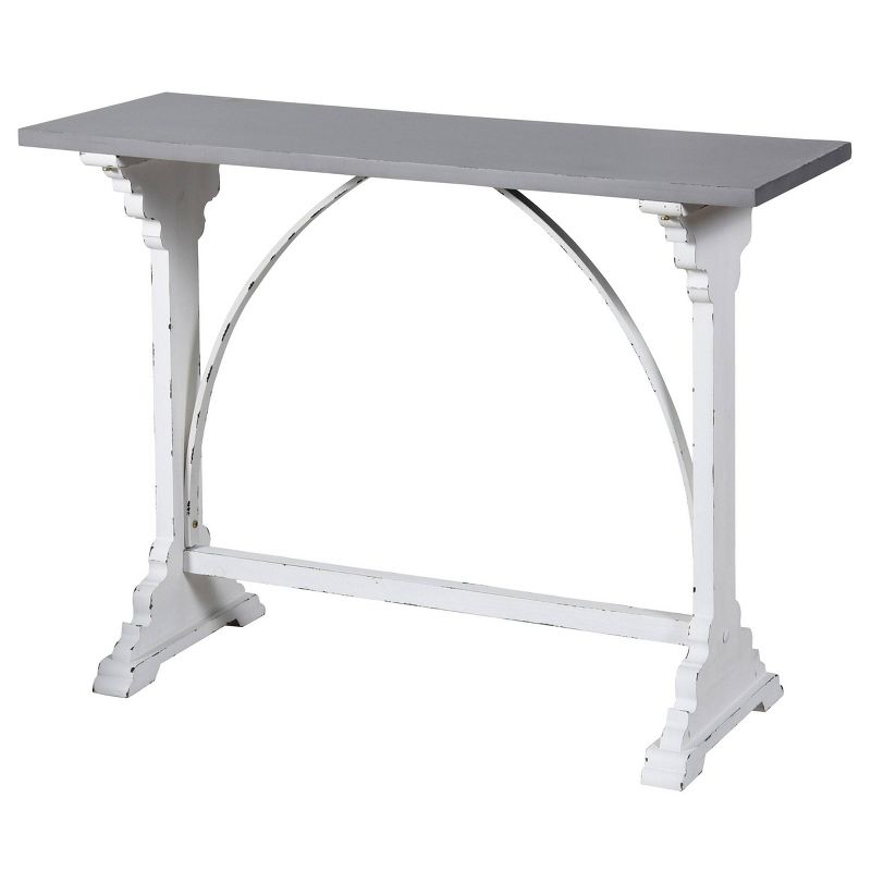 Distressed Metal and Wood Side Table Distressed White - Stylecraft