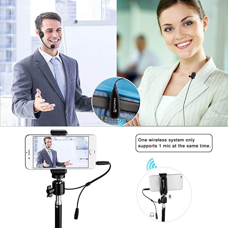 Wireless Microphone System  24G Wireless Headset and Lavalier Lapel Microphones For iPhone Android Phone Laptop and Speaker designed for Teaching Recording Vlog Broadcast G1023