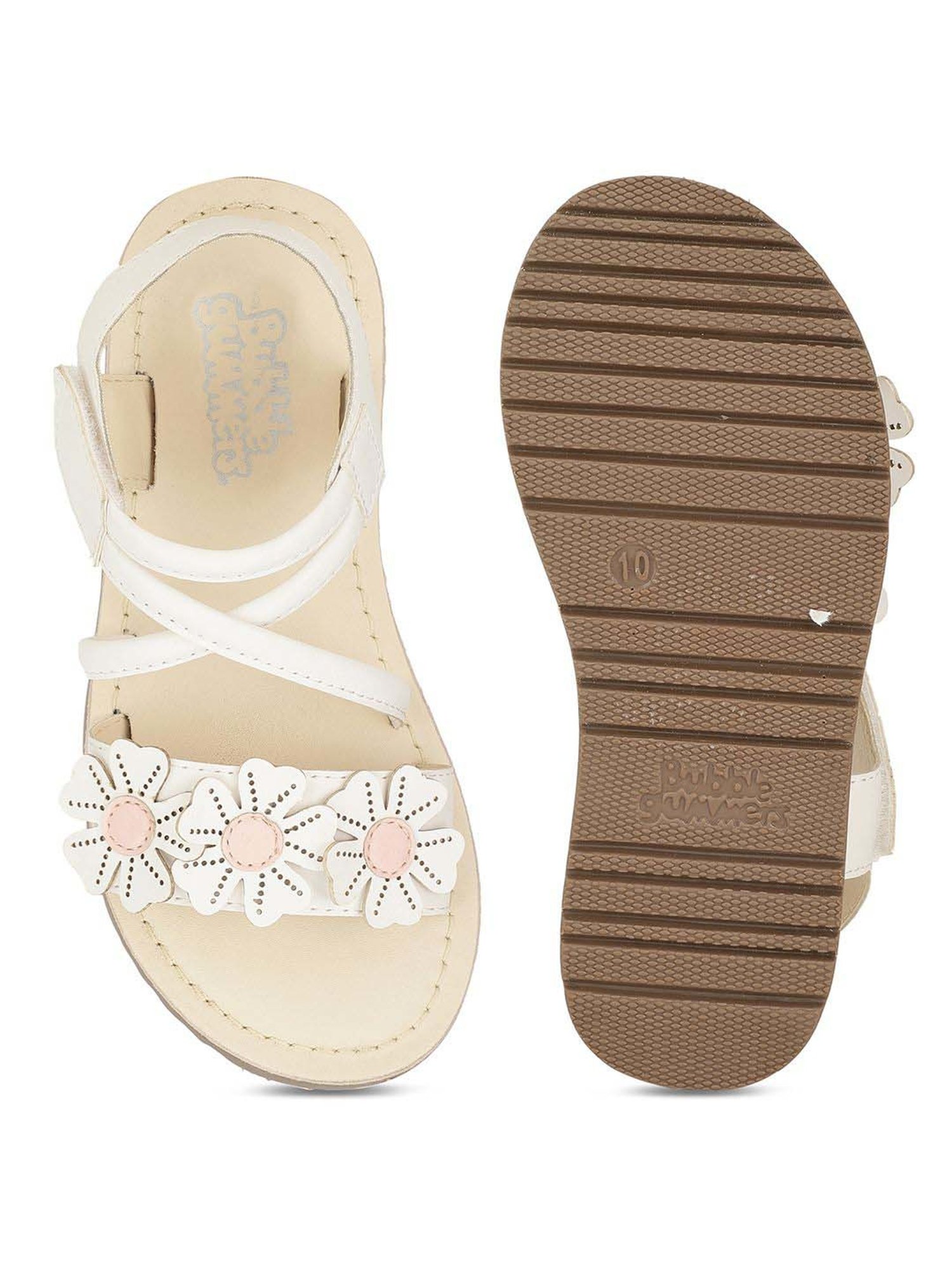 Bubblegummers by Bata Kids White & Pink Cross Strap Sandals