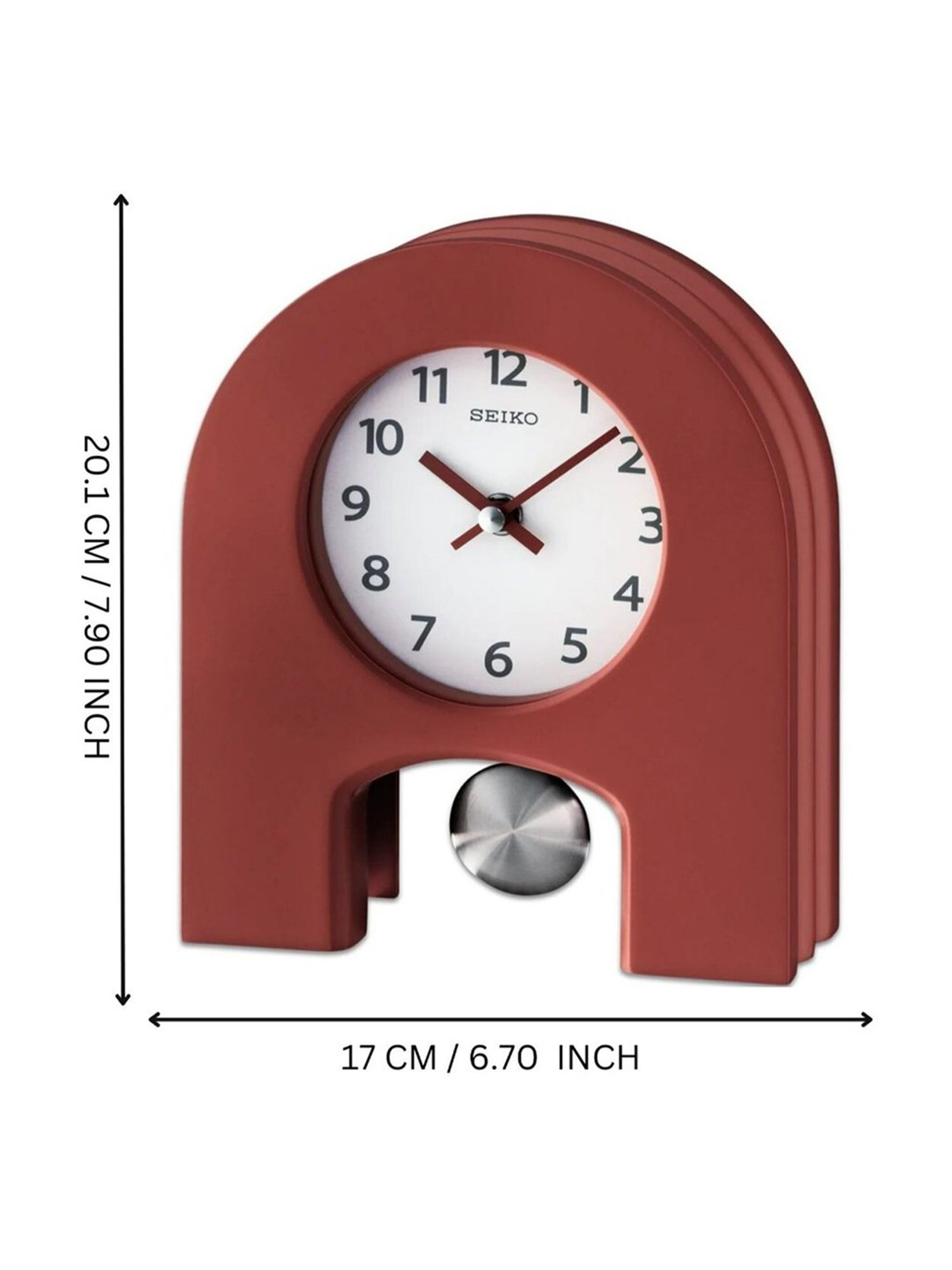 SEIKO elegant maroon & white mdf table clock with sweep movement