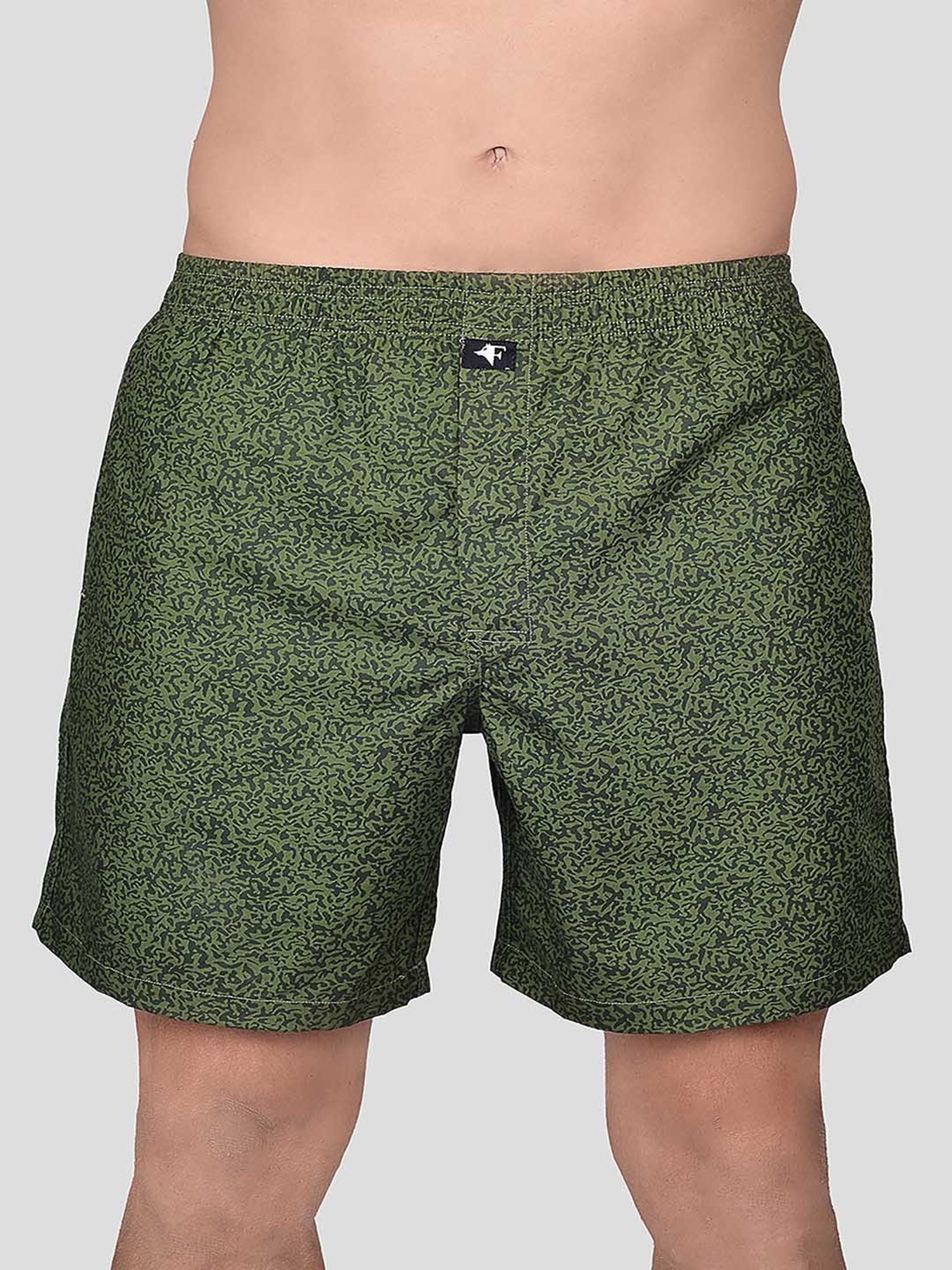 Frenchie Green Relaxed Fit Printed Boxers