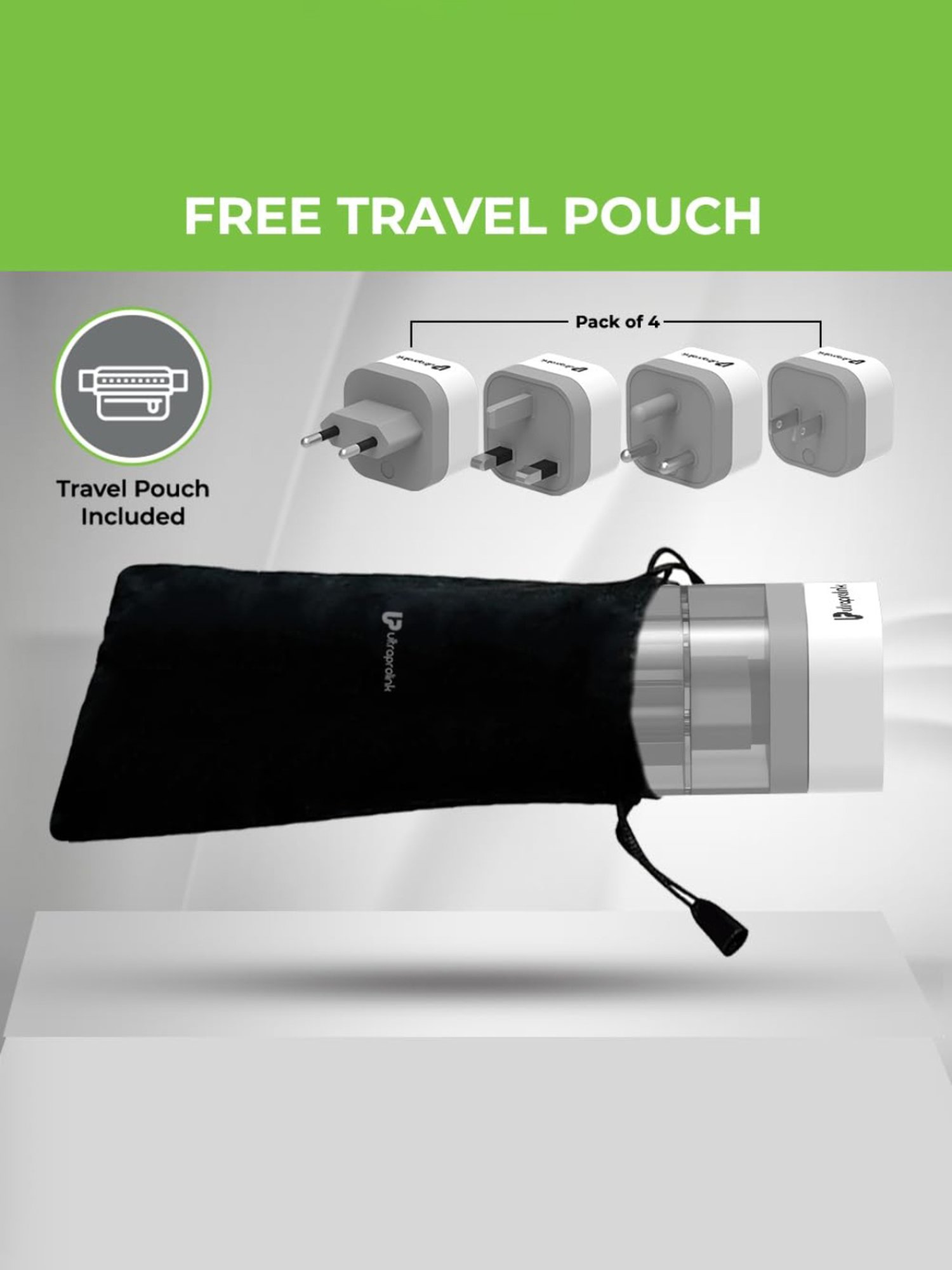 ULTRAPROLINK UM1164 World Travel Adapter Plugs 10A-2500W, Pack of 4 (White)