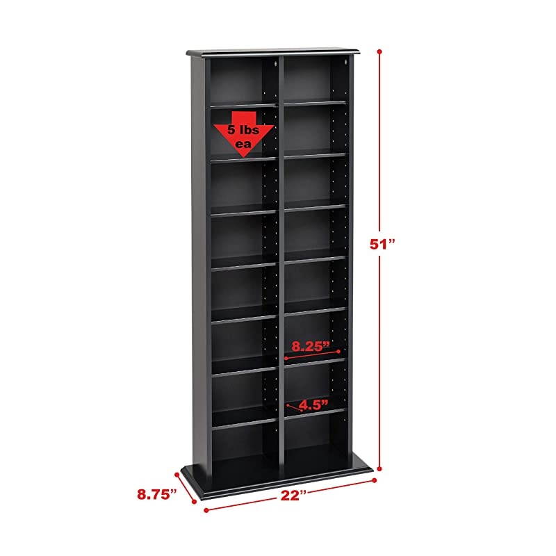 Double Media (DVD,CD,Games) Storage Tower, Black