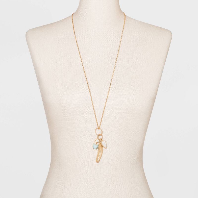 Semiprecious Stone and Icon Cluster Pendant Necklace - Universal Thread™ Gold
