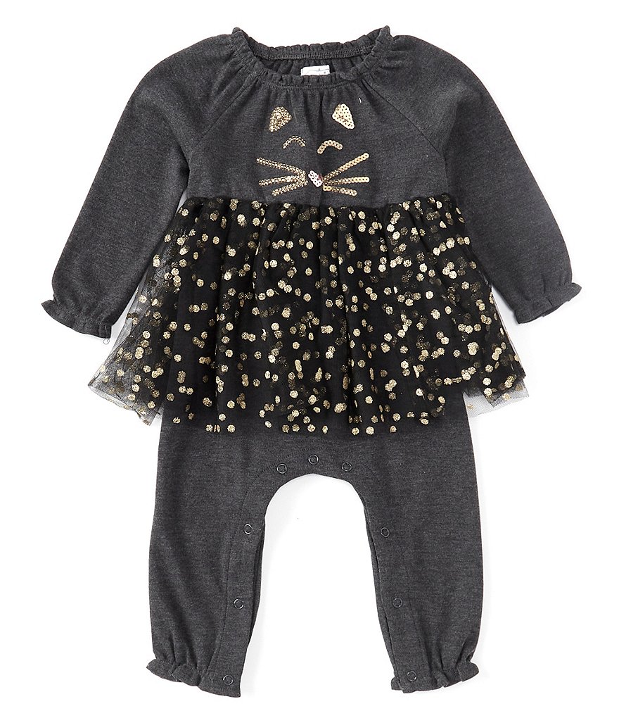 Mud Pie Baby Girls 3-12 Months Long-Sleeve Kitty Cat Tutu Coverall
