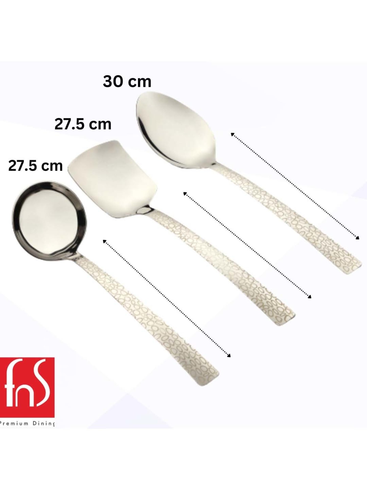 FnS Pebble Silver Stainless Steel 3-Piece Serving Set