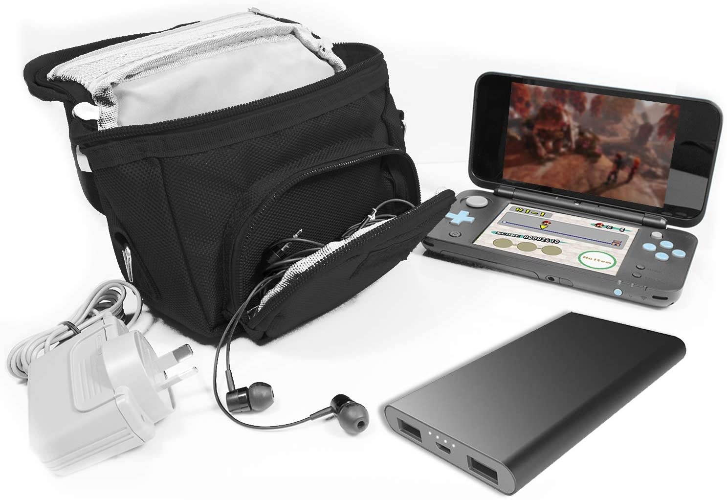 G-HUB Travel bag with Shoulder Strap, Carry Handle, Belt Loop for Nintendo DS Consoles DS / 3DS / DS Lite / 3DS XL / DSi - Black