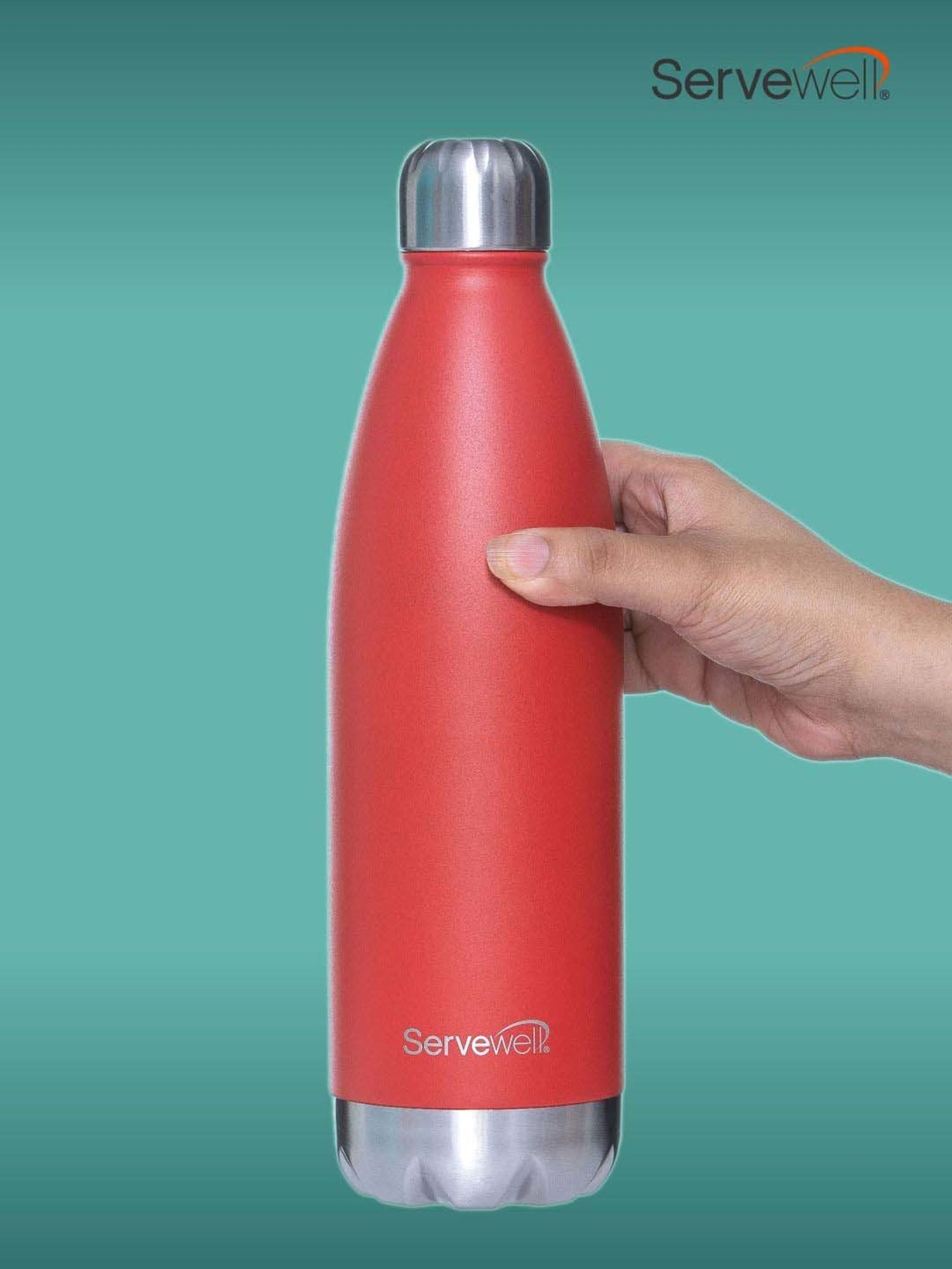 Servewell Fuji Red Steel Bali Single Wall Water Bottle (1 L)
