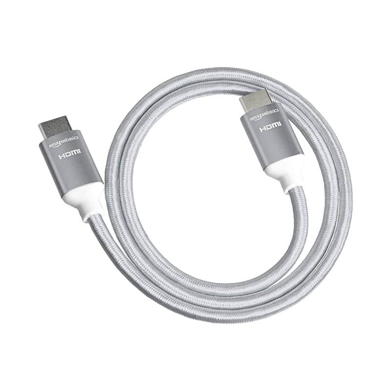 Basics 10.2 Gbps High-Speed 4K HDMI Cable with Braided Cord, 3-Foot, Light Grey