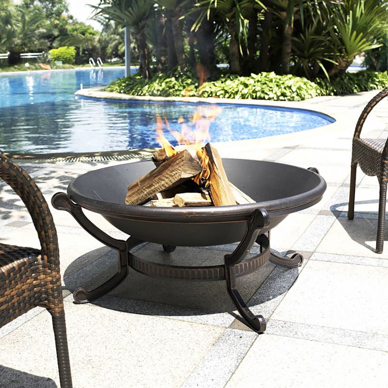 DeckMate 30371 Avondale Outdoor Backyard Patio Portable Steel Fire Bowl Fire Pit, Antiqued Copper Finish