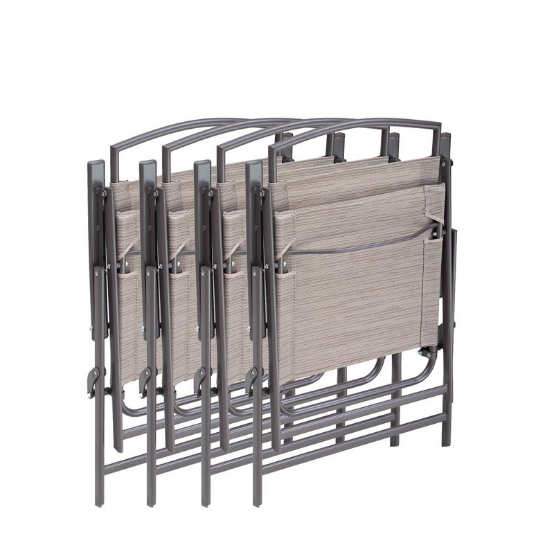 4pc Patio Folding Chairs - Beige - Crestlive Products