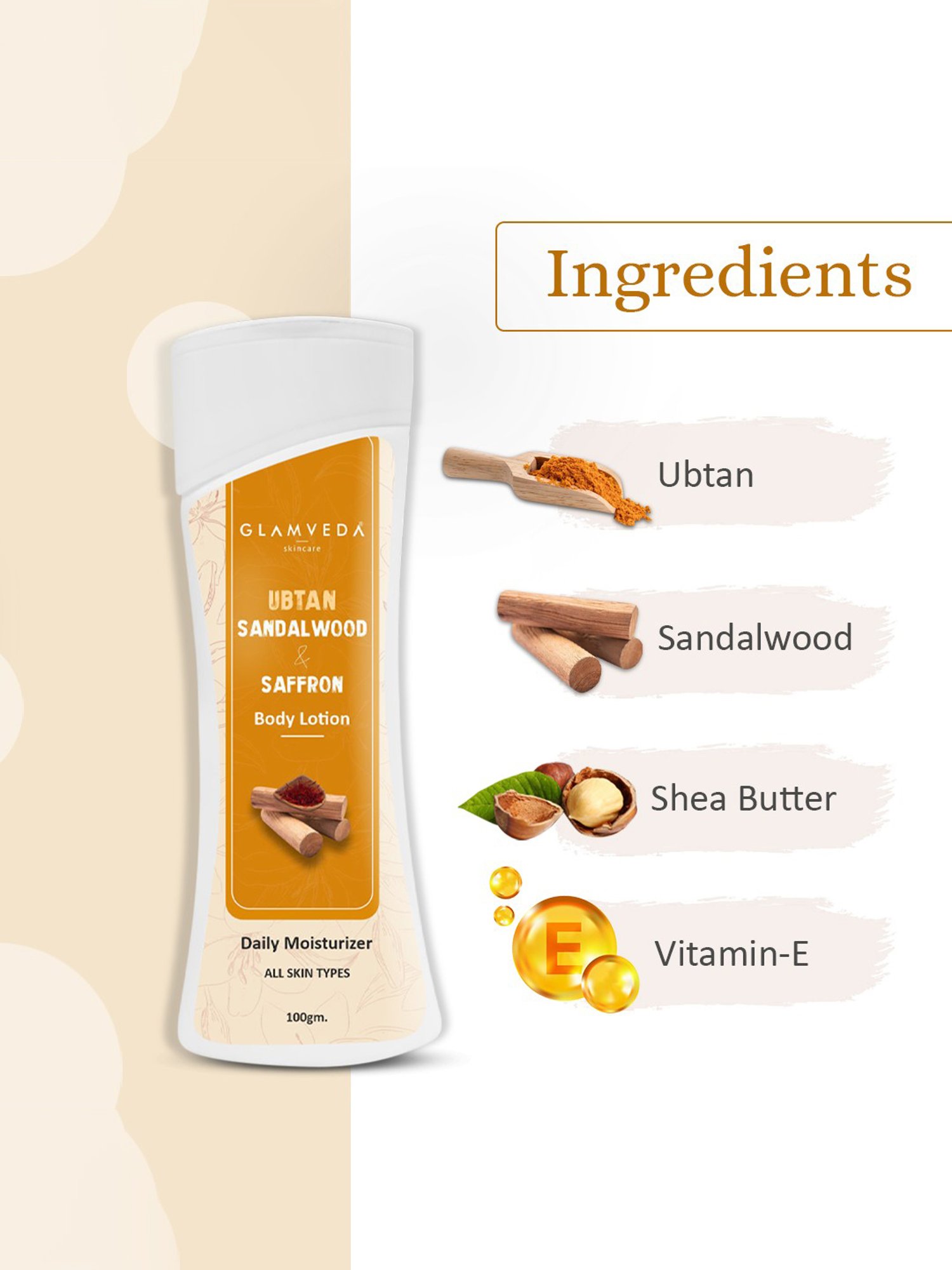 Glamveda Ubtan Sandalwood & Saffron Body Lotion - 100 gm