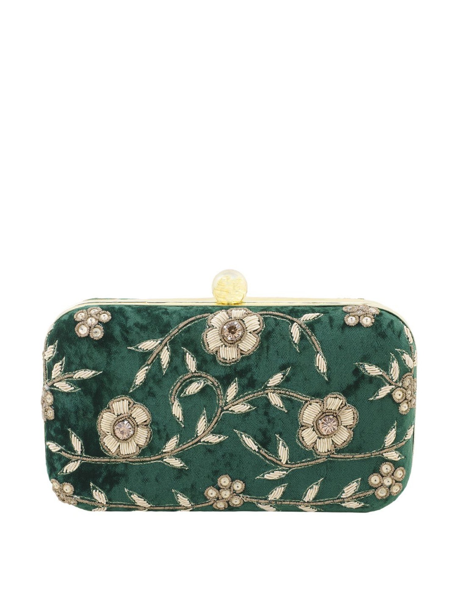 Tarini Nirula Green Velvet Minaudiere Clutch