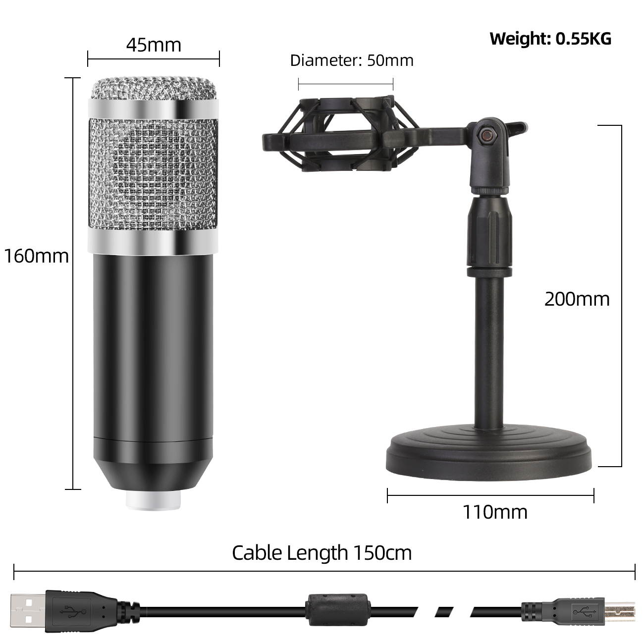 Depusheng A8 USB Microphone Laptop Desktop Computer Condenser Microphone for Streaming, Podcast, Recording, Gaming, Teaching, (Compatible Mac, Win7/8/10)
