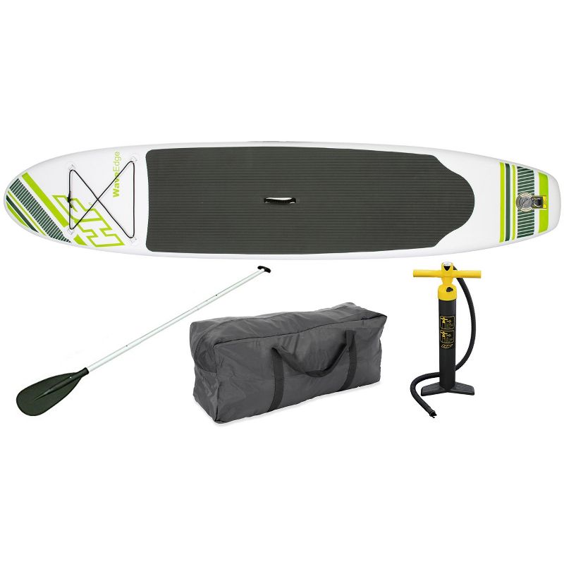 Bestway Hydro Force Wave Edge 122 x 27 Inch Inflatable Stand Up Paddle Board with Aluminum Oar, Inflation Pump, Repair Kit, and SUP Travel Bag, Green
