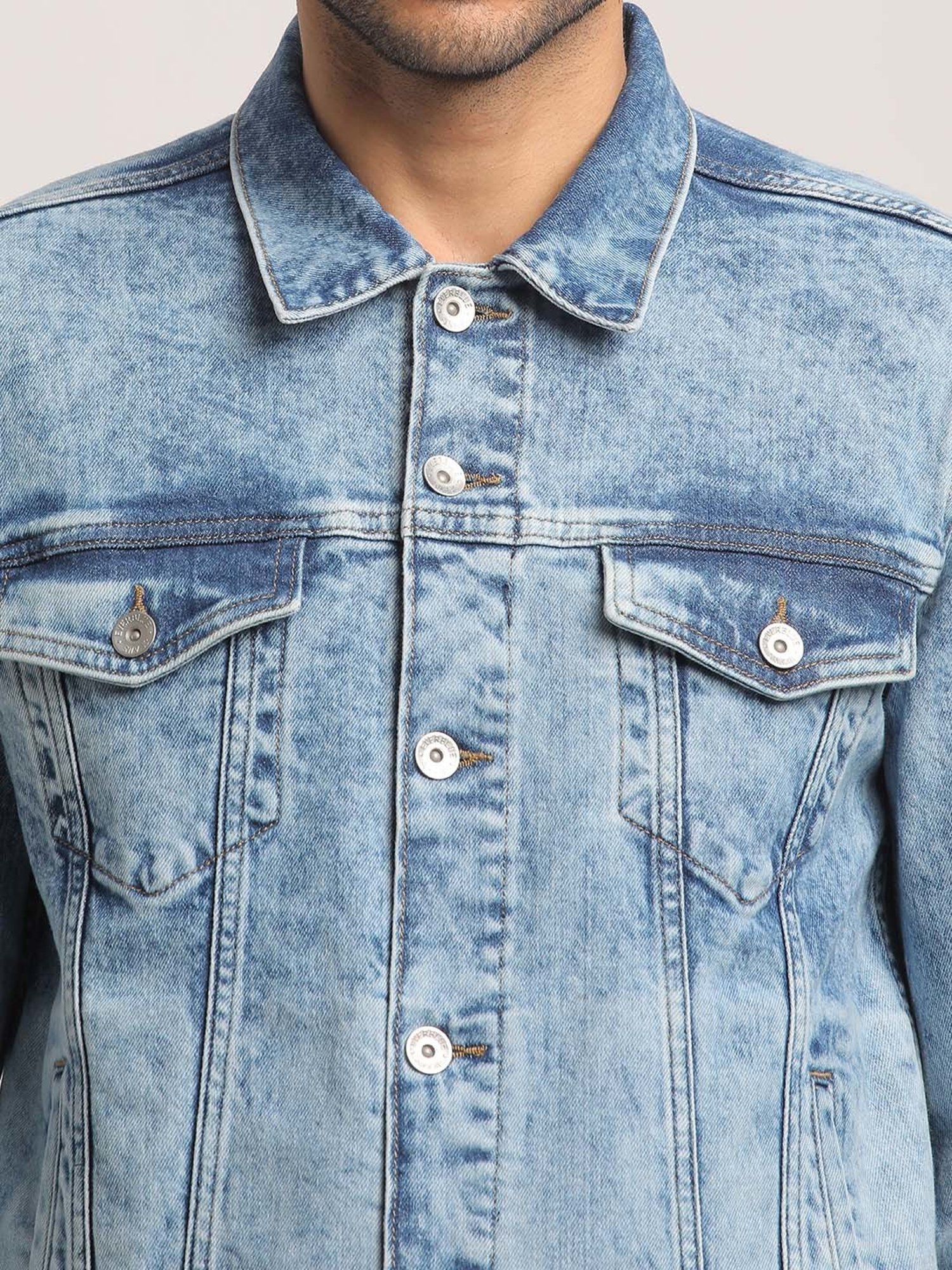 EVERBLUE Light Blue Regular Fit Denim Jacket