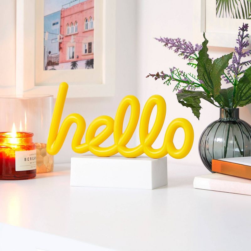 Hello Mini LED Table Lamp Yellow - West & Arrow