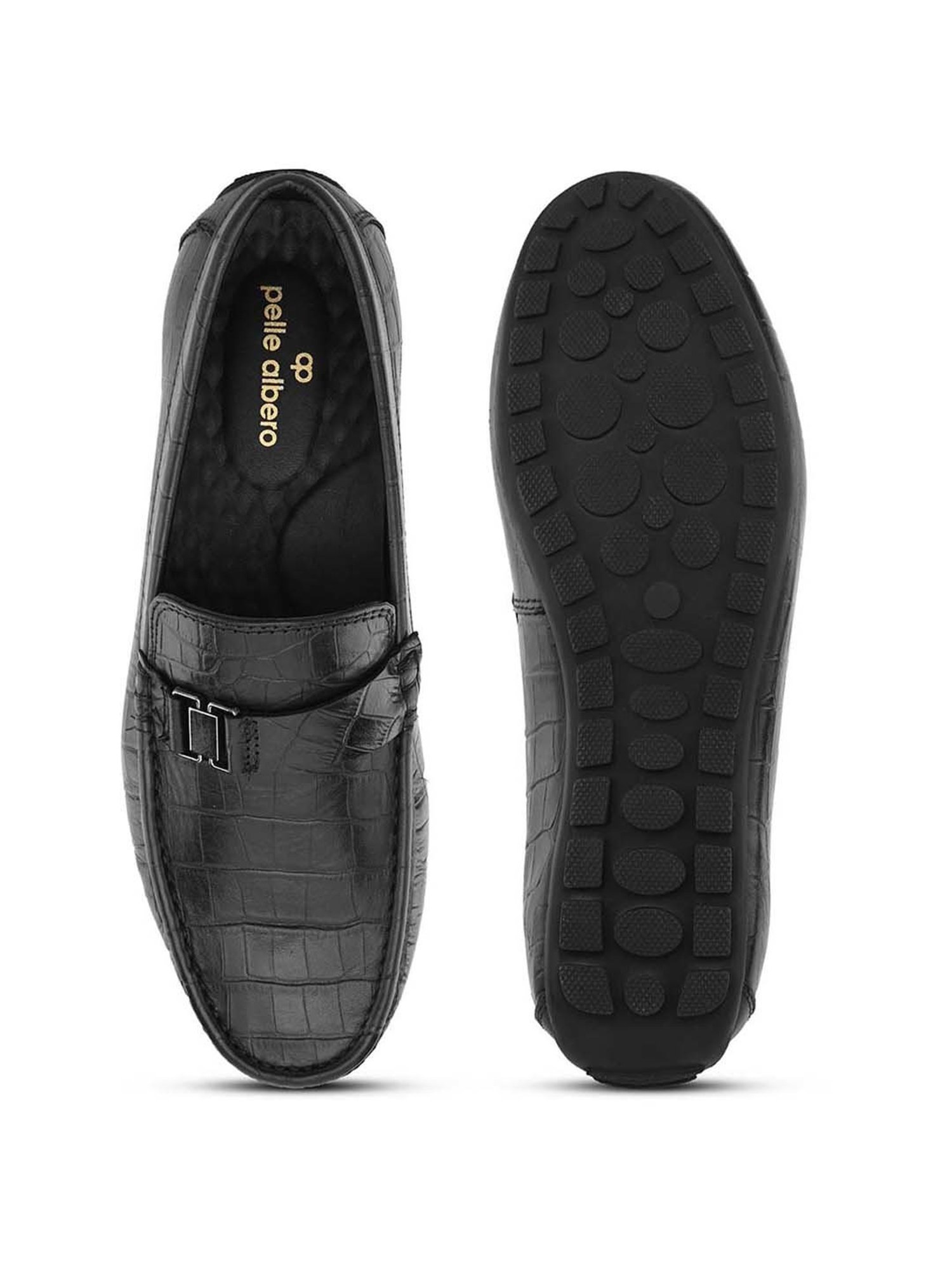 Pelle Albero Men's Black Casual Loafers