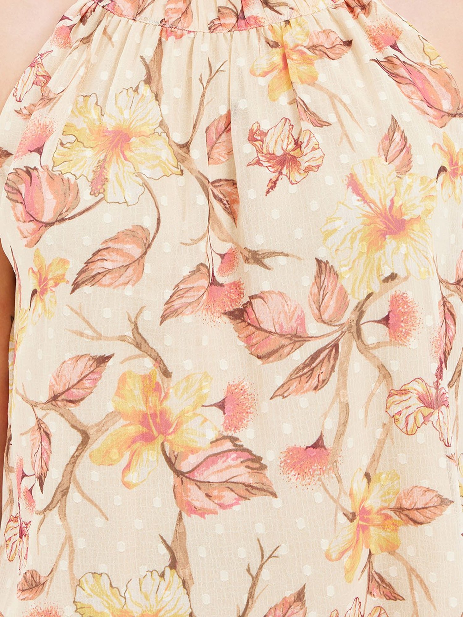 Kazo Yellow & Pink Floral Print Top