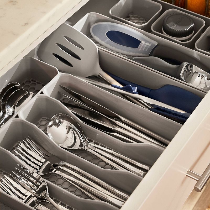 13"x16" 6-Divider Exapandable Silverware Tray (Expands up to 23.25") Gray - Spectrum Diversified