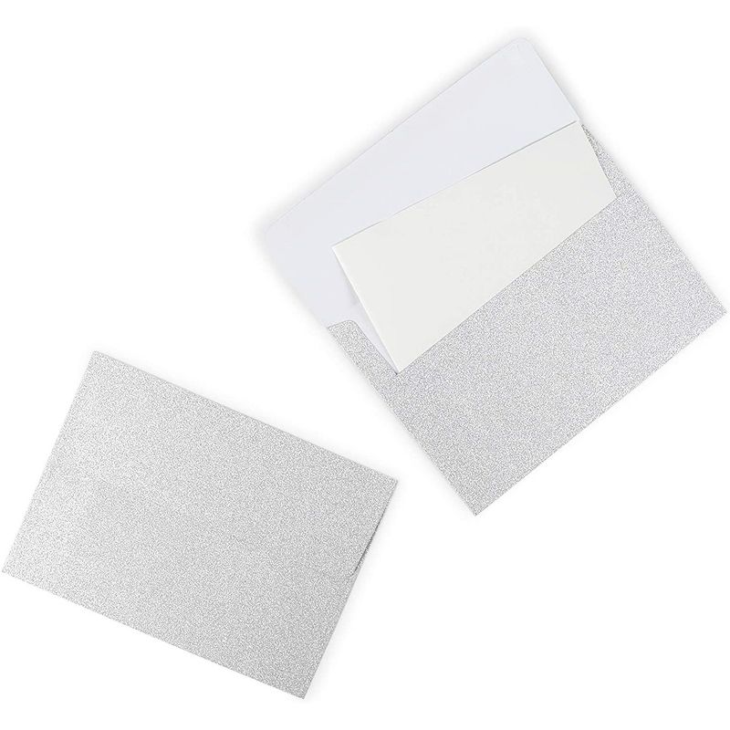 Pipilo Press 50-Pack Silver Glitter Self Seal A7 Invitation Letter Envelopes Bulk for Wedding (5 x 7 in)
