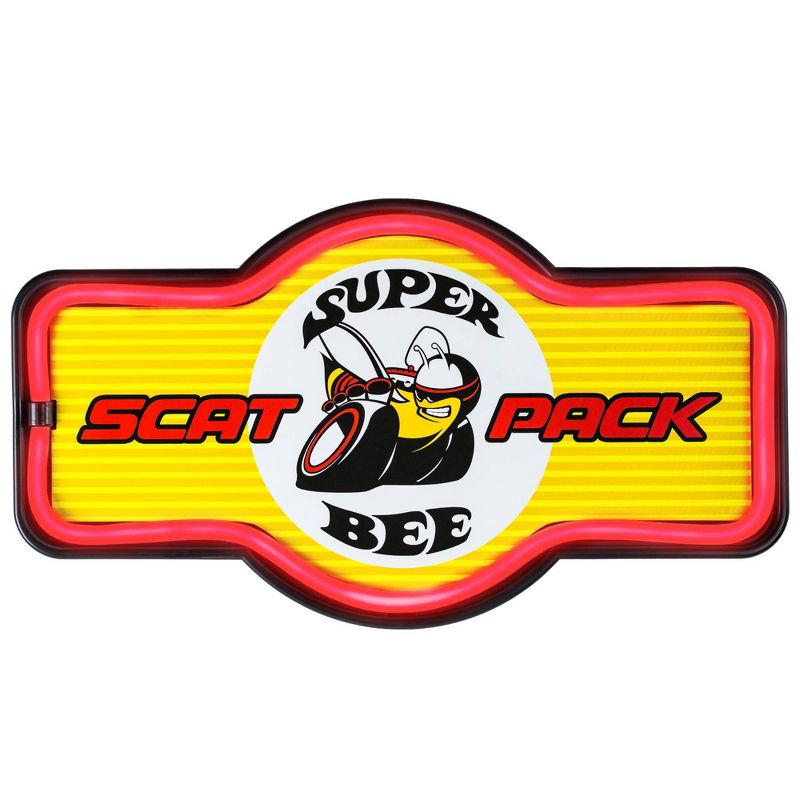 LED Dodge Super Bee Scat Neon Light Sign Wall Decor Yellow/Red - Crystal Art Gallery