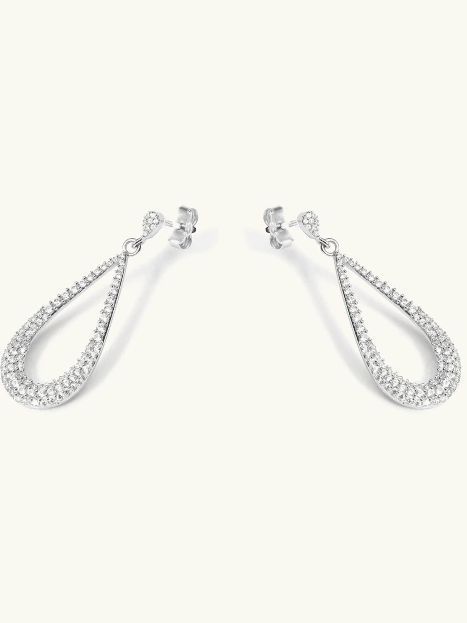 Mabel 92.5 Sterling Silver Pear Pave Dangler Earrings for Women