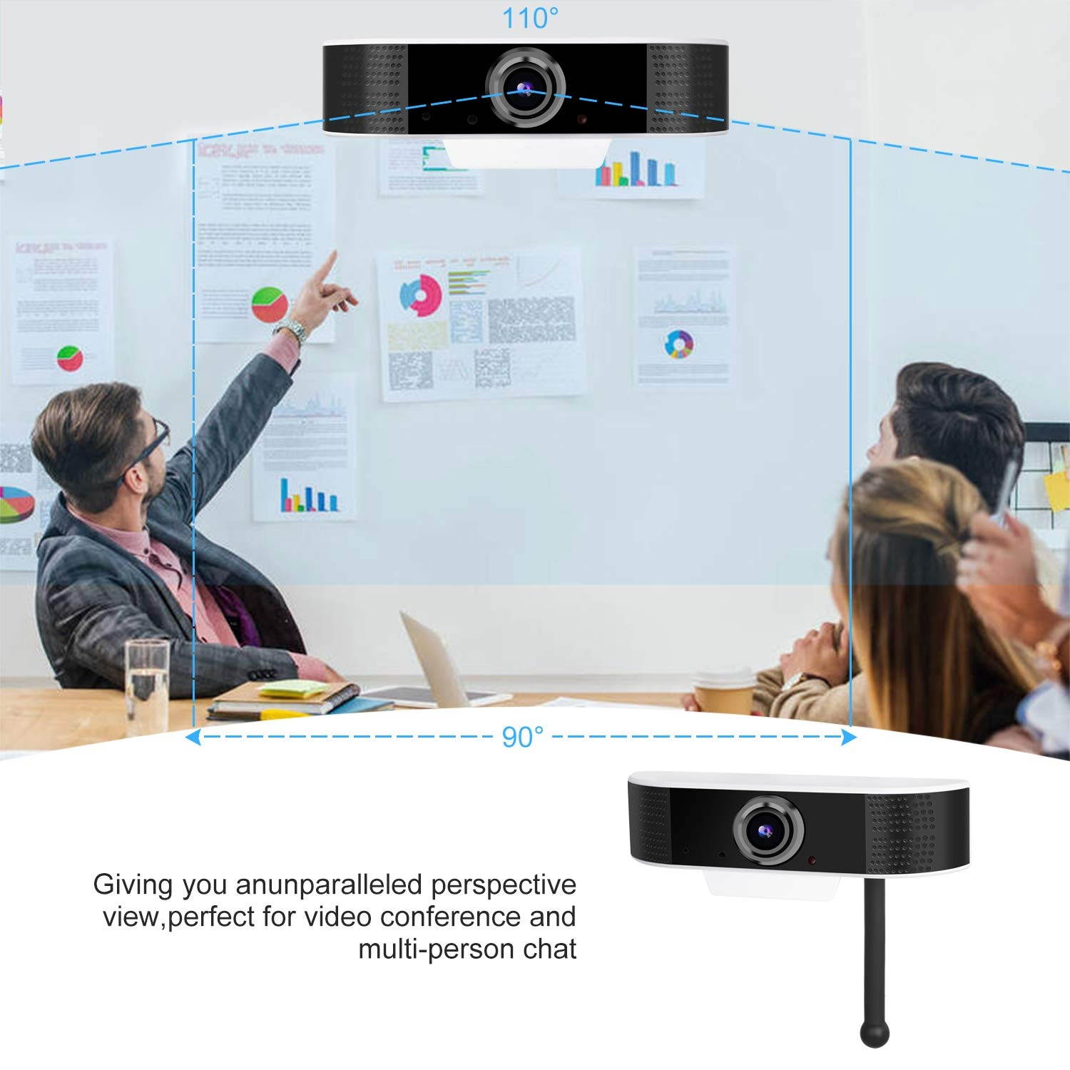 Web Camera for PC,1080p Webcam USB Webcams with Microphone, Streaming Webcam for Computers/Laptop/PC,for Conference Study (White/Black)