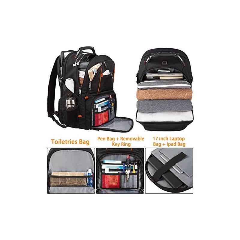 Backpacks for Men Extra Large College School Laptop Bookbags with USB Charging PortRFID TSA Friendly Water Resistant Business Computer Bag with Luggage Sleeve Fit 173 Inch Laptop 45LOrange