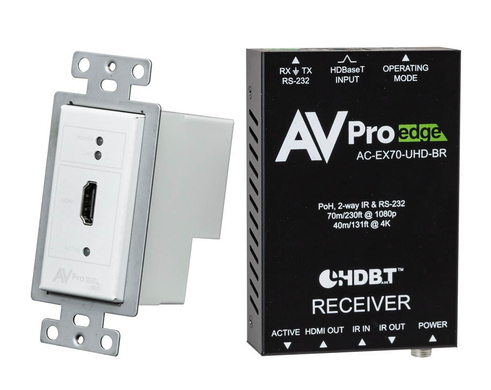 AVPro Edge AC-CXWP-HDMO-BKT 4K HDR HDMI/HDBaseT Wall Plate Extender (Transmitter/Receiver) Basic Kit? up to 40m/130ft