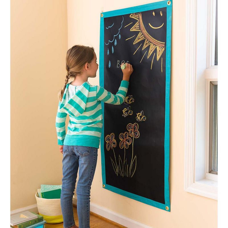 HearthSong Chalkscapes  48"L x 24"W Roll-Up Chalk Mat with Five Jumbo Chalks