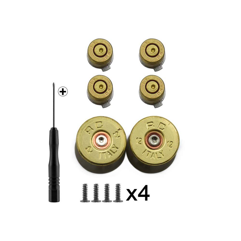 TOMSIN Gold Metal Bullet Buttons & Bullet Analog Thumbstick for PS4 Controller Playstation 4 DualShock4