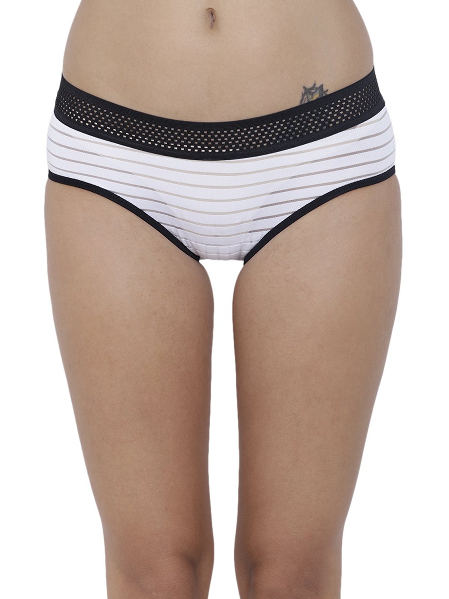 BASIICS by La Intimo White Striped Hipster Panty
