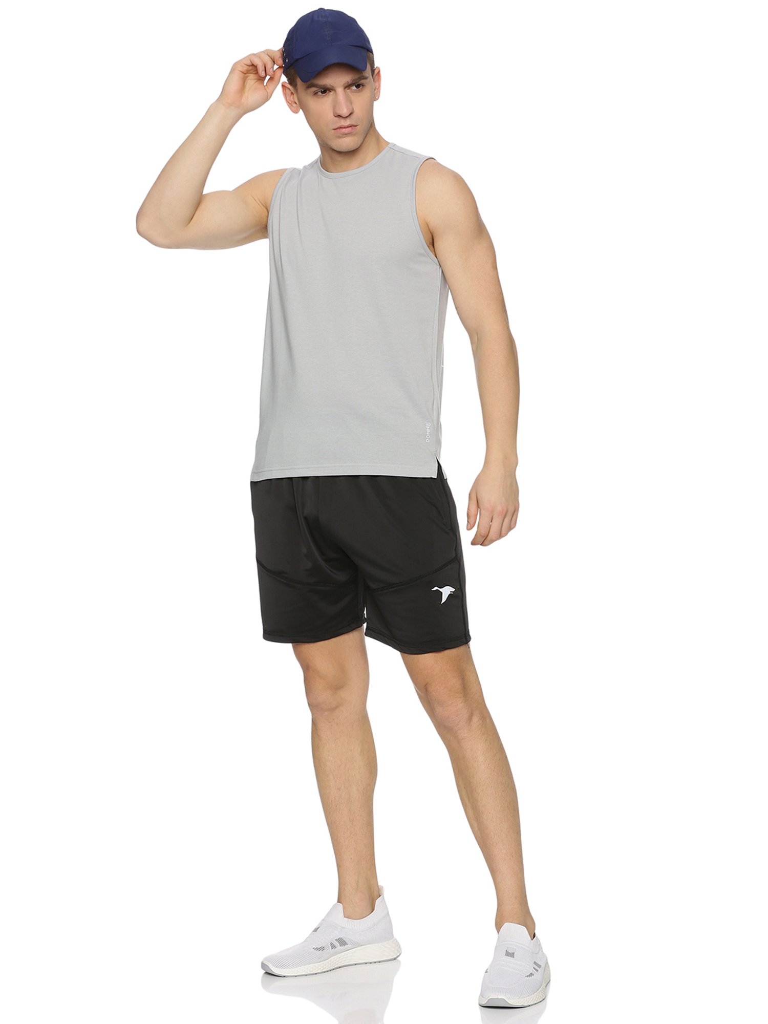 DOMIN8 Men Poly Cotton Blend Slim Fit Breathable Grey Sports Sleeveless Tank Top