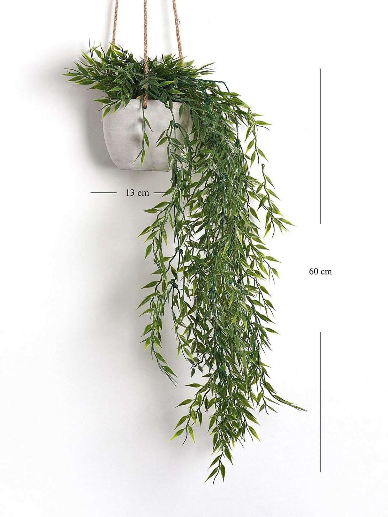 Pure Home and Living Green Plastic Artificial Bamboo Leaf Plant With Cement Pot