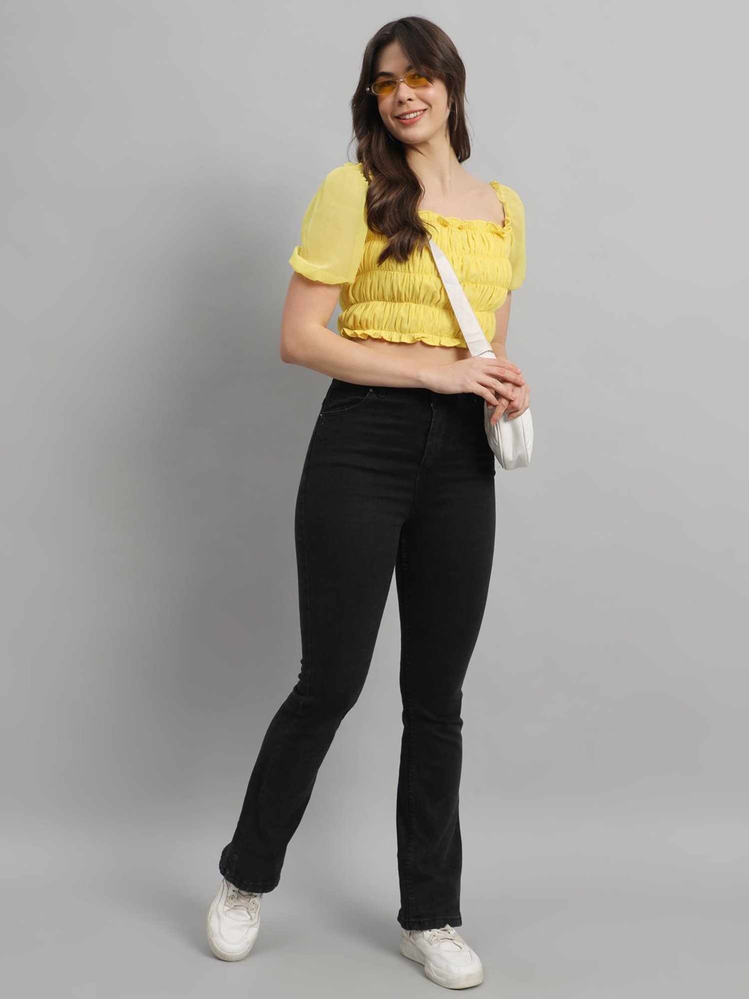 Scorpius Yellow Slim Fit Crop Top